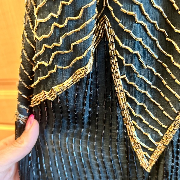 VINTAGE Pure Silk Spaghetti Strap Beaded Mini Dress - Picture 10 of 11